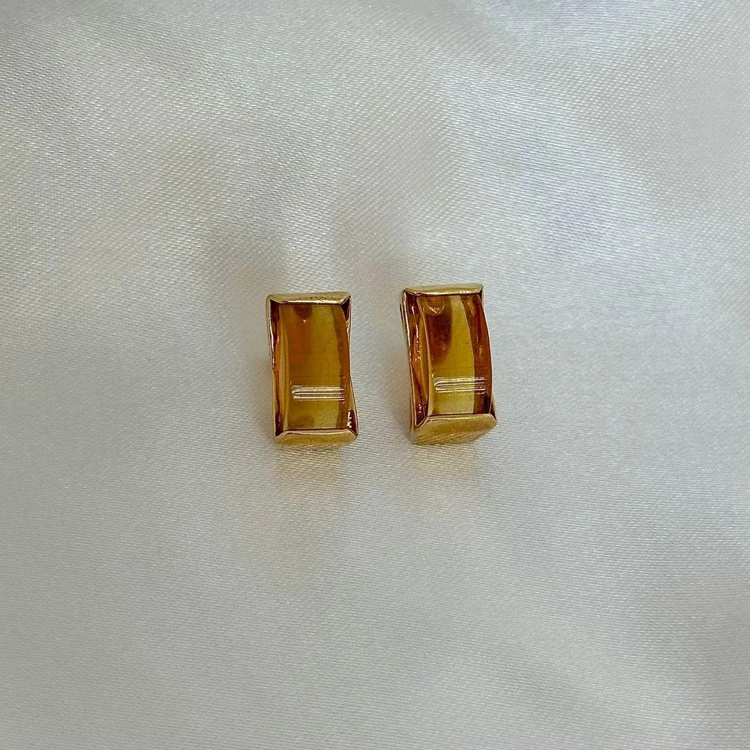 BRINCO PEDRA AMARELA - BANHO OURO 18K