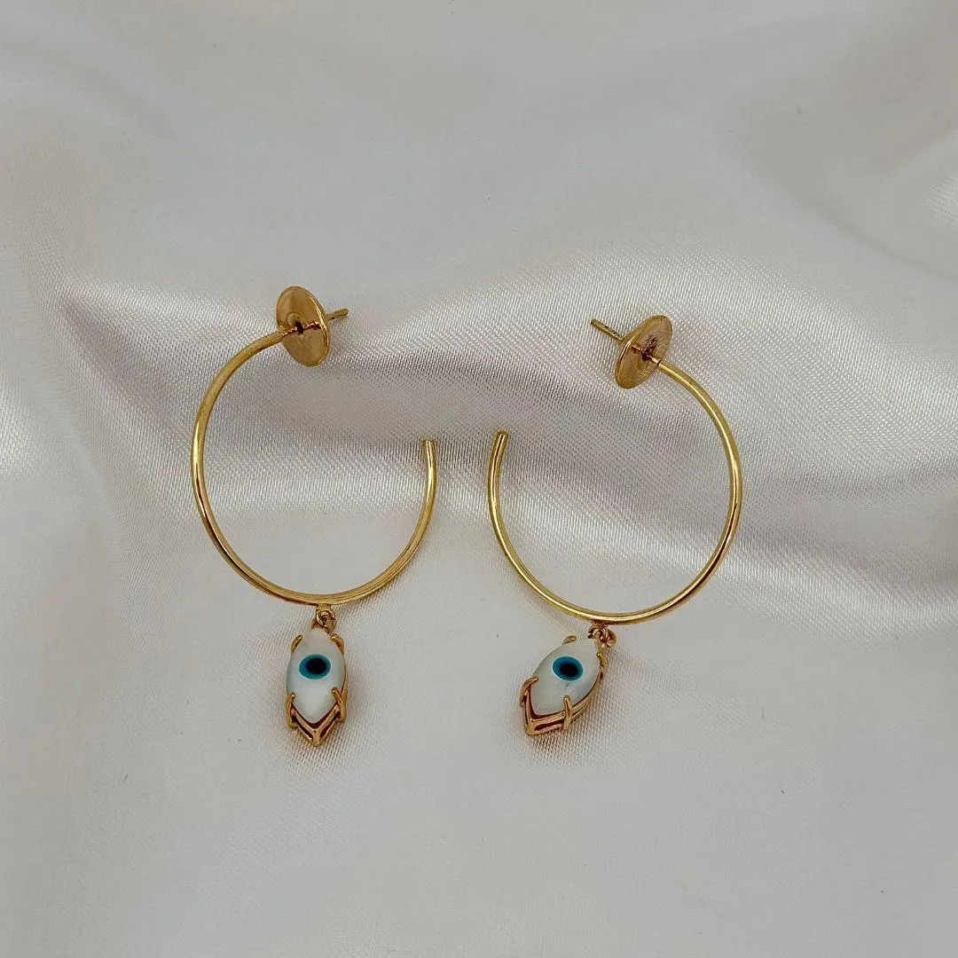 BRINCO ARGOLA - OLHO GREGO - BANHO OURO 18K