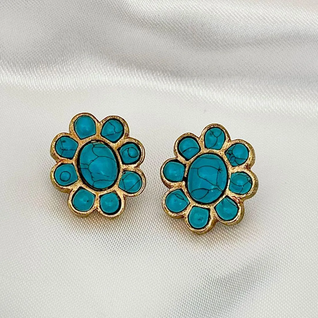 BRINCO FLOR NANO TURQUESA