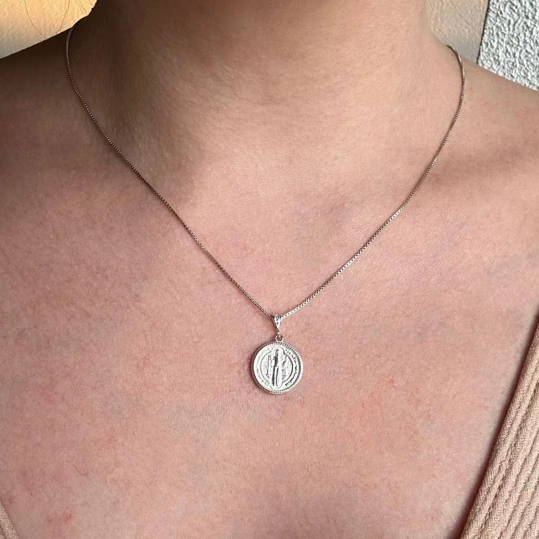COLAR SÃO BENTO COM EXTENSOR - PRATA 925