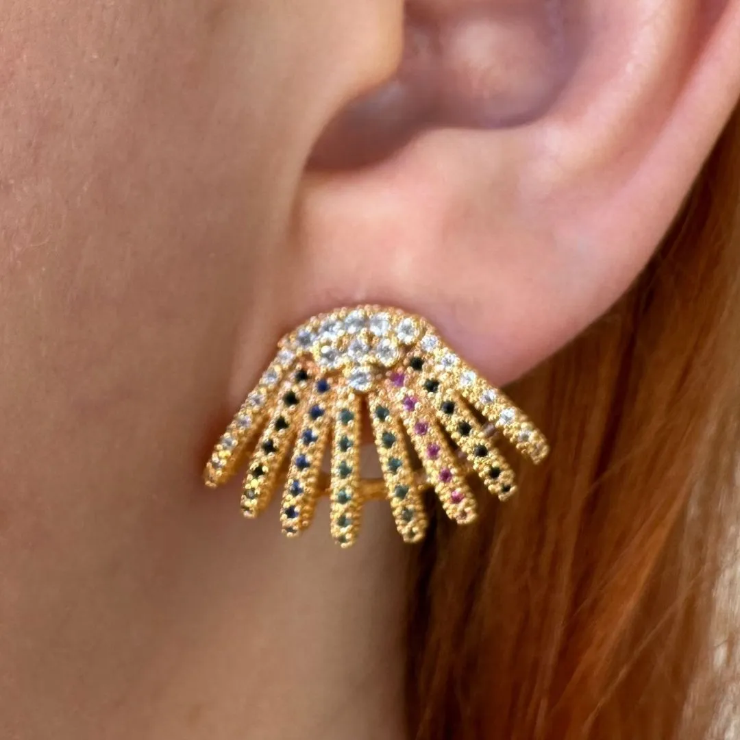BRINCO ZIRCONIAS COLORIDAS - BANHO OURO 18K