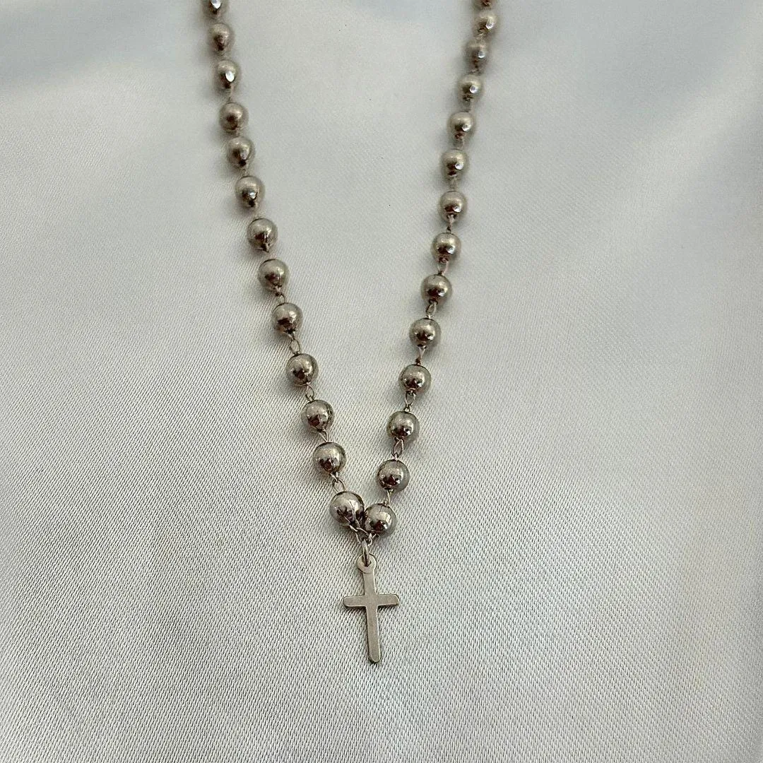 COLAR CHOCKER - ESFERAS CRUZ - PRATA 925