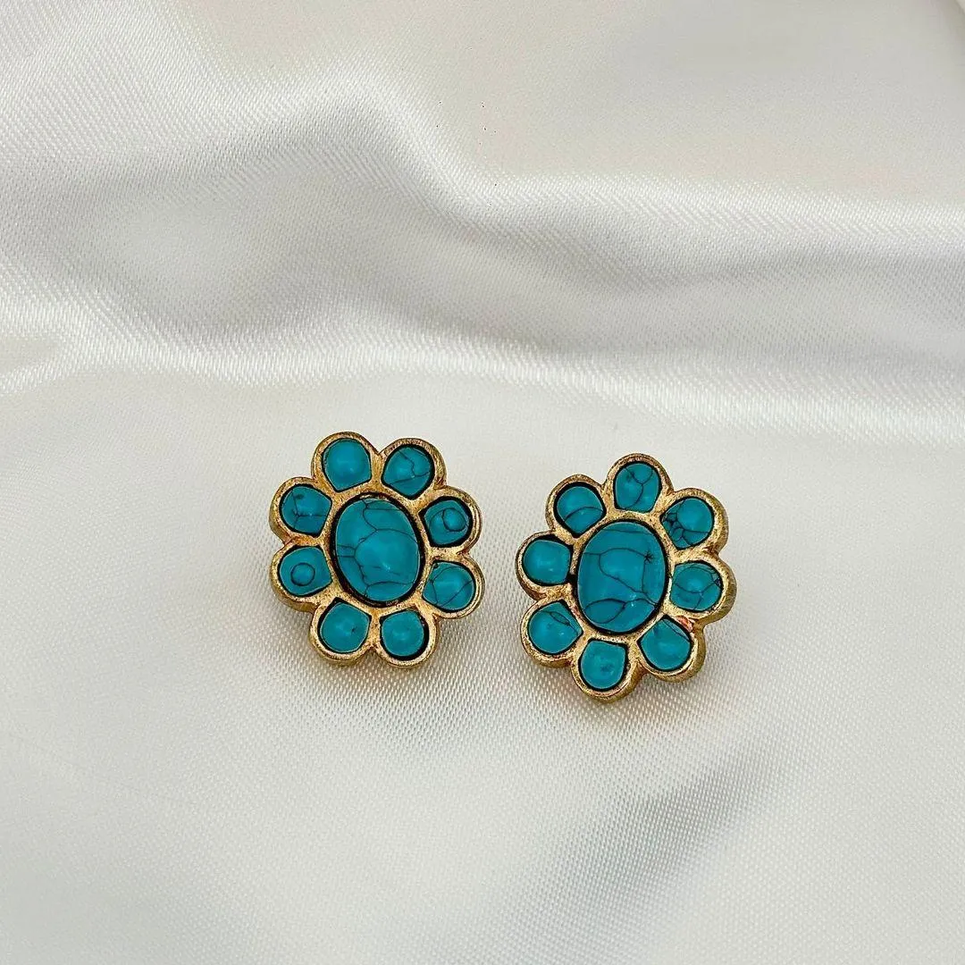 BRINCO FLOR NANO TURQUESA