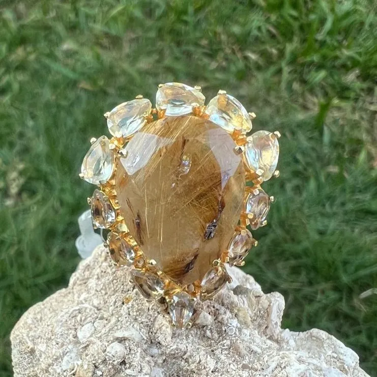 ANEL PEDRA MUTILO - BANHO OURO 18K