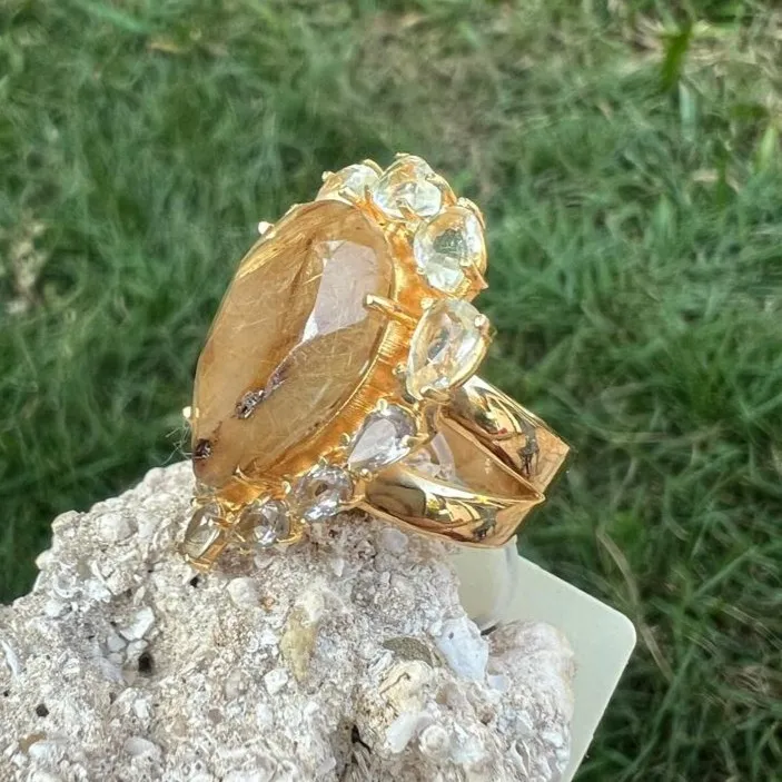ANEL PEDRA MUTILO - BANHO OURO 18K