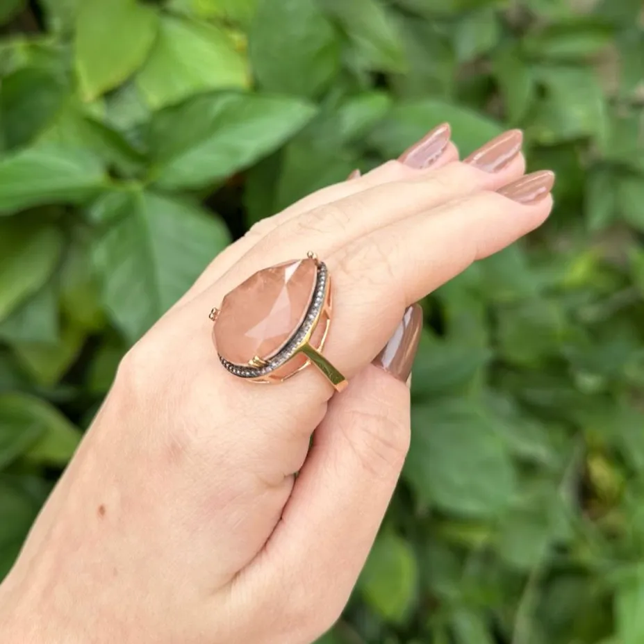 ANEL GOTA - PEDRA FUSION CRAVEJADO DE ZIRCONIA - BANHO OURO 18K