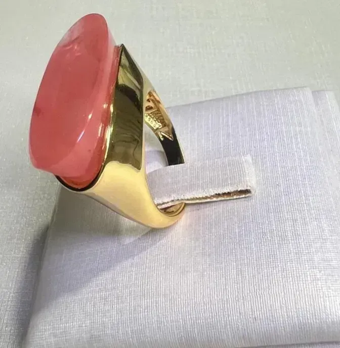 ANEL CRISTAL LARANJA - BANHO DE OURO 18K