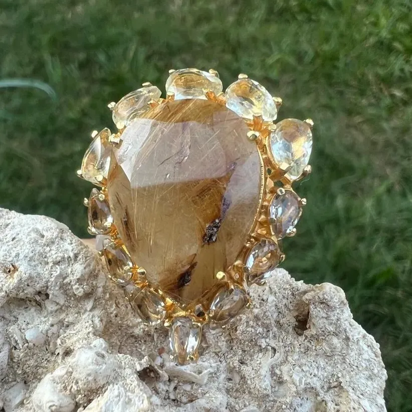 ANEL PEDRA MUTILO - BANHO OURO 18K