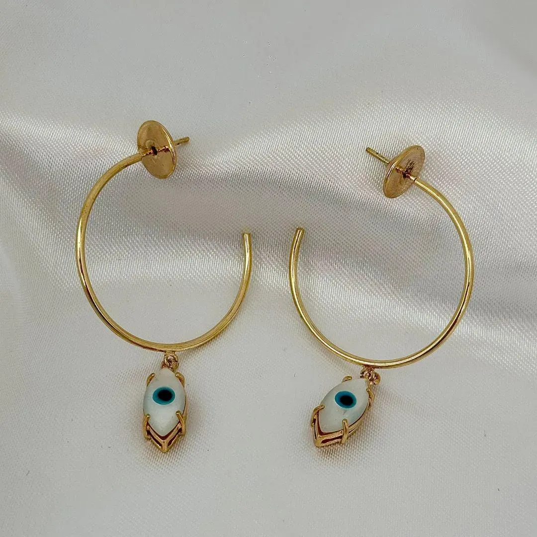 BRINCO ARGOLA - OLHO GREGO - BANHO OURO 18K