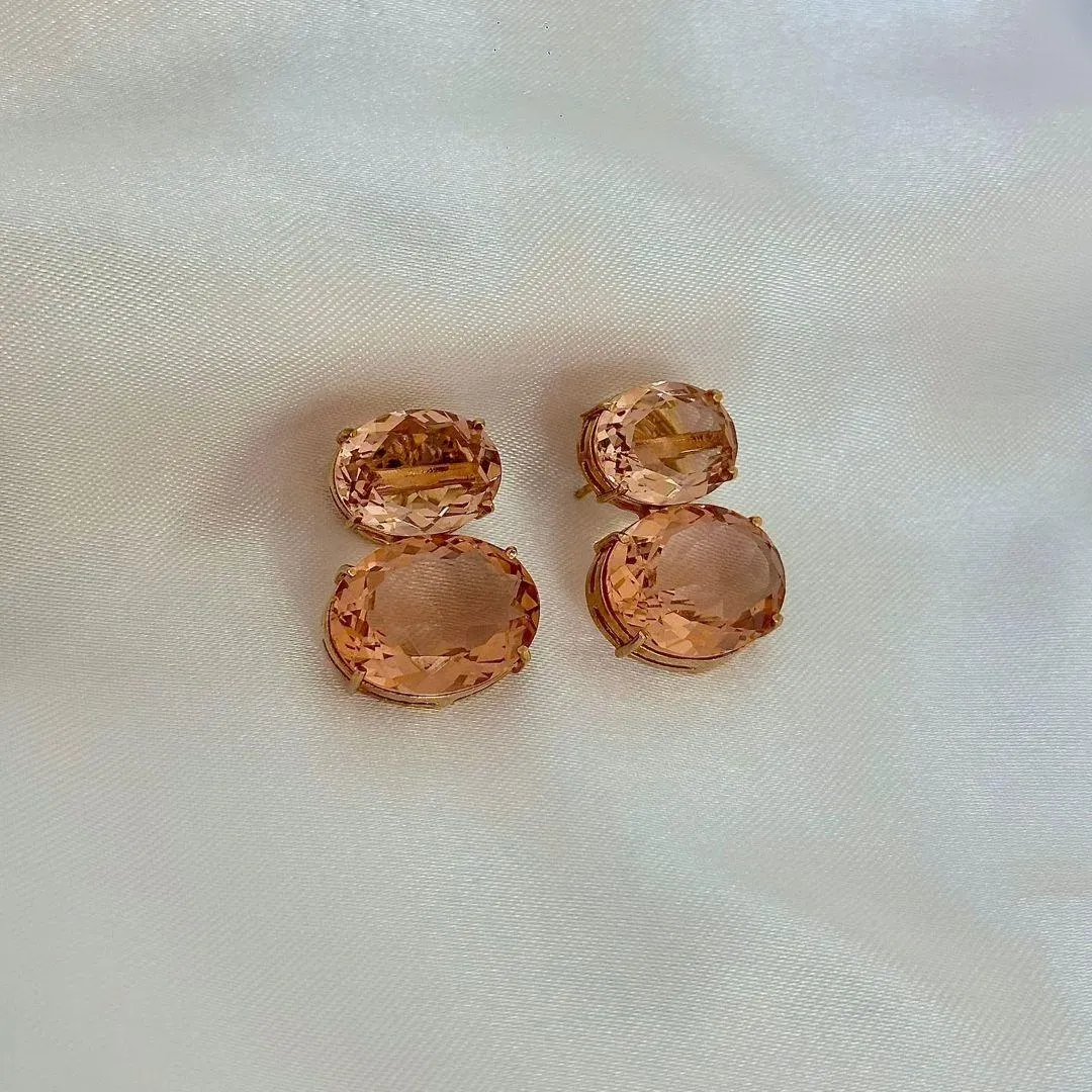 BRINCO PEDRA PENDULO - BANHO OURO 18K