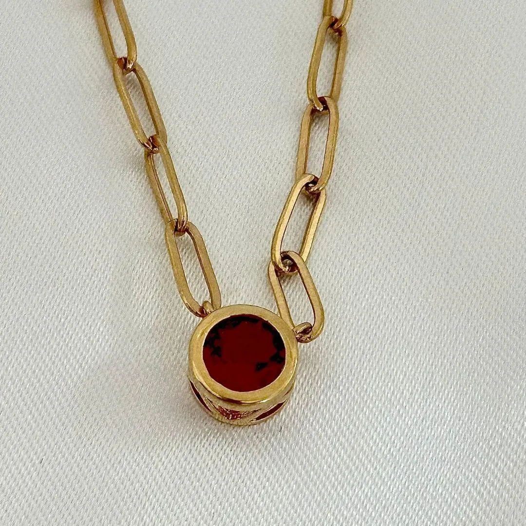 COLAR CRISTAL RUBI REDONDO - BANHO OURO 18K